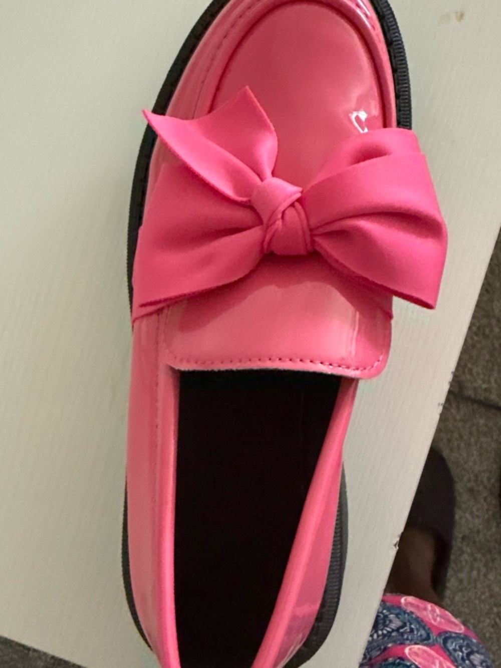 Zara Bright Pink Patent Loafer with Bow